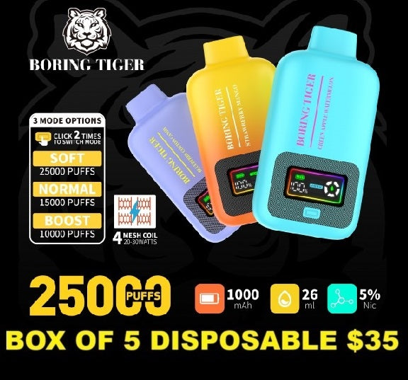 Boring Tiger 25000 Disposable 5% (1 box - 5 disposables)