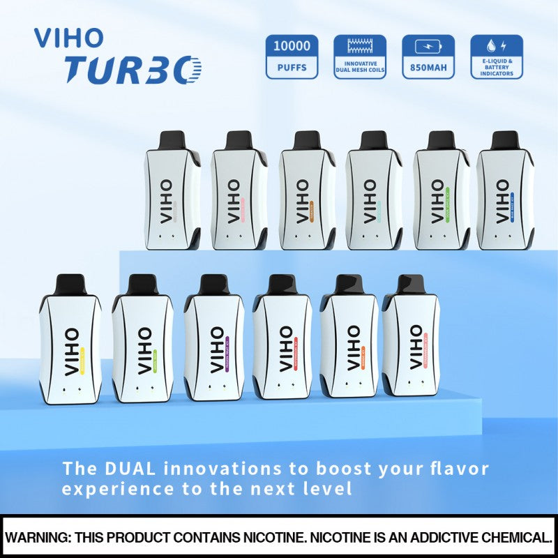 Viho Turbo 10000 puff 5% (50 mg) nicotine rechargeable display of flavors