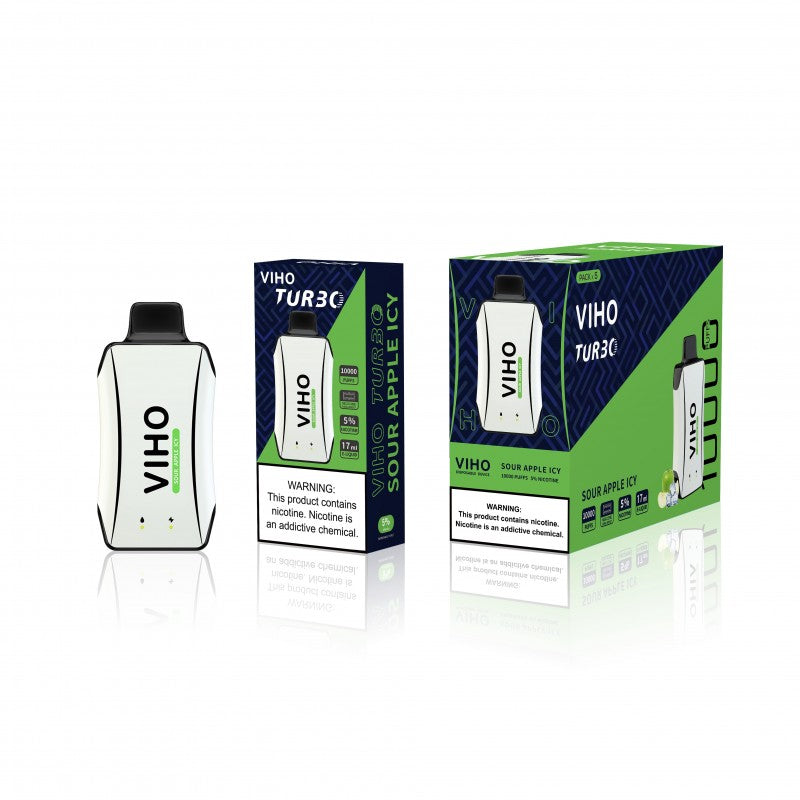 Viho Turbo 10000 puff 5% (50 mg) nicotine rechargeable sour apple icy